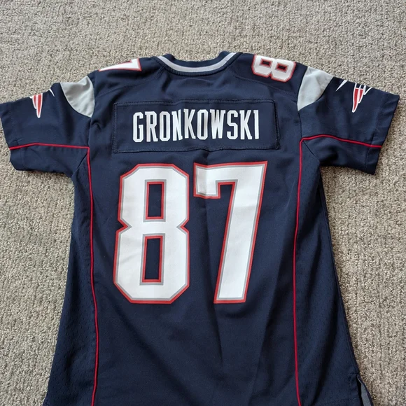 NFL Kids Navy and White Patriots Jersey - Picture 2 of 6